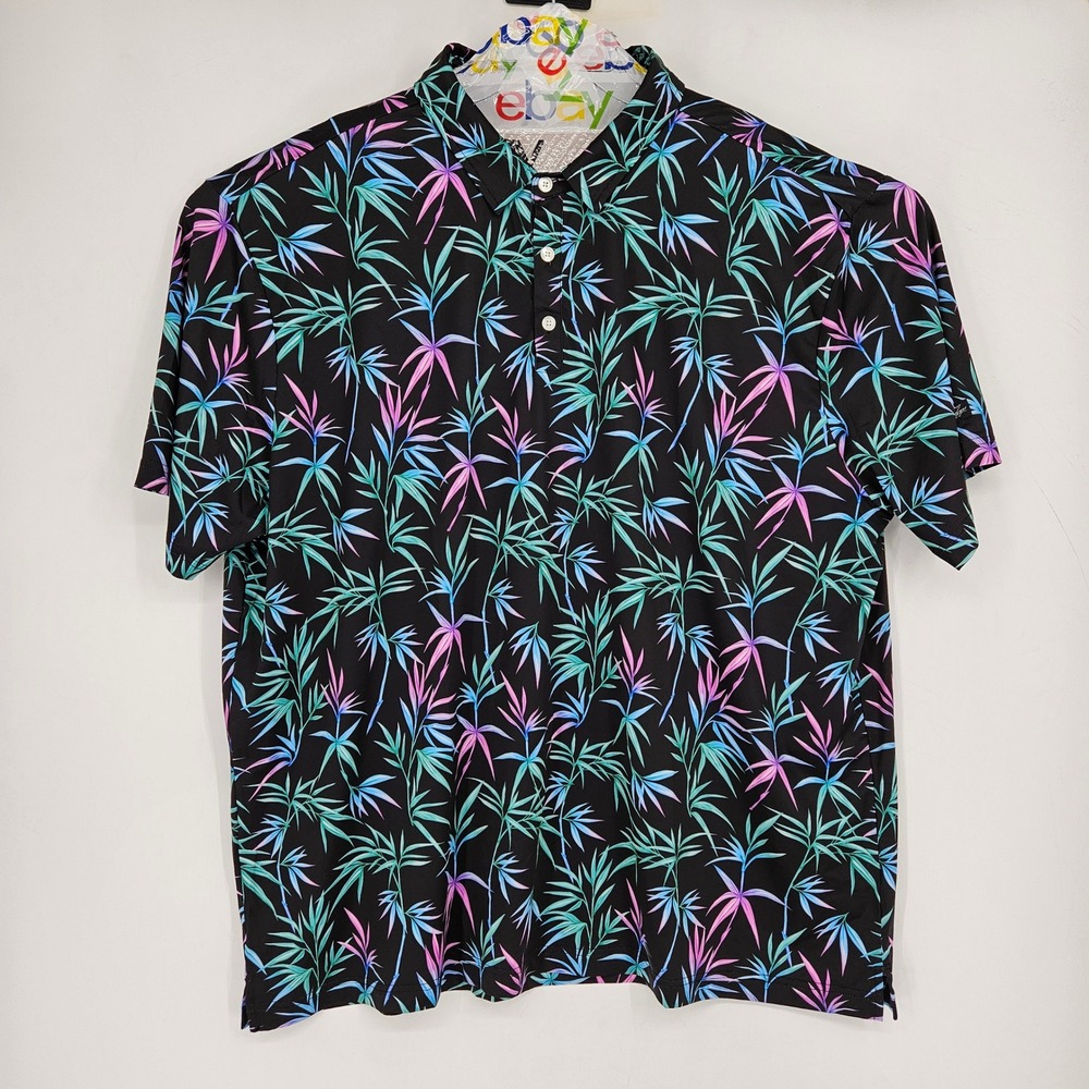 Sunday Swagger Shirt Mens 4XL Floral Hawaiian Golf Neon Vibrant Short Sleeve